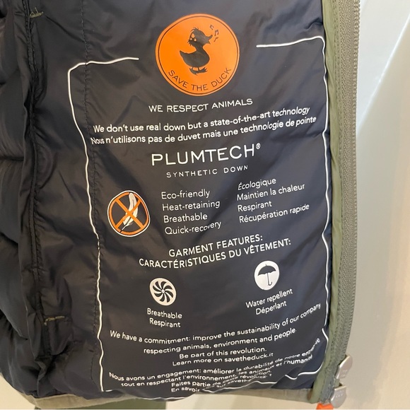 EUC Save The Duck Ultra Light Jacket 100% Animal Free Women’s 1/S Olive Green - Picture 4 of 5